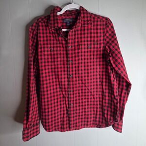 Polo‎ Ralph Lauren Boys XL 18-20 Red Black Buffalo Plaid Button Down Shirt 2068